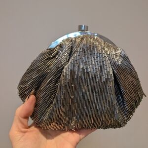 Silver Beaded Clutch